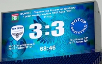 ФК «Сочи» - ФК «Ротор-Волгоград» - 3:3 (1:1).