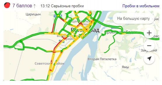 Волгоград к вечеру ждет 10-балльная пробка