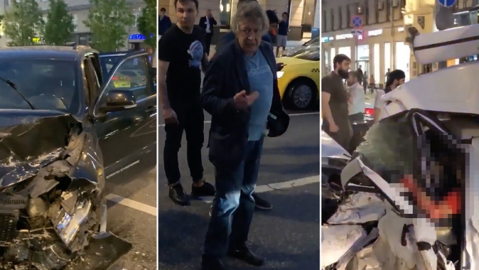 фото: Кадры с места ДТП с Михаилом Ефремовым в центре Москвы, 8 июня 2020 года. vlad_zhen/Instagram