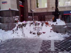 Место возложения цветов на вокзале забыли почистить